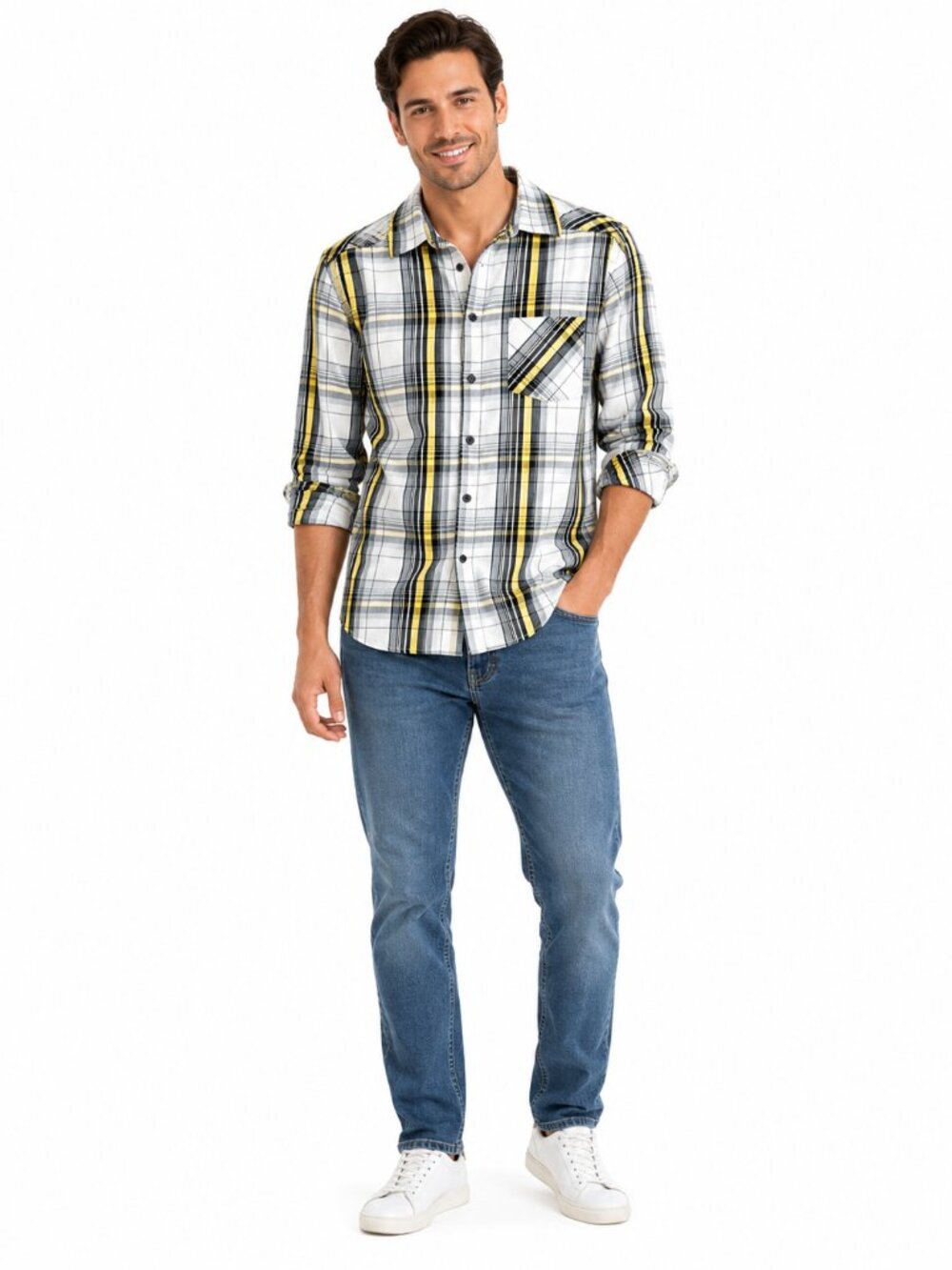 Shout House Men's Plaid Button Front Shirt